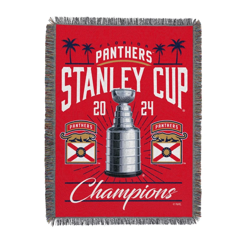 Northwest NHL Florida Panthers Stanley Cup Champions 2024 Woven Tapestry Throw Blanket, 46" x 60", Recorded