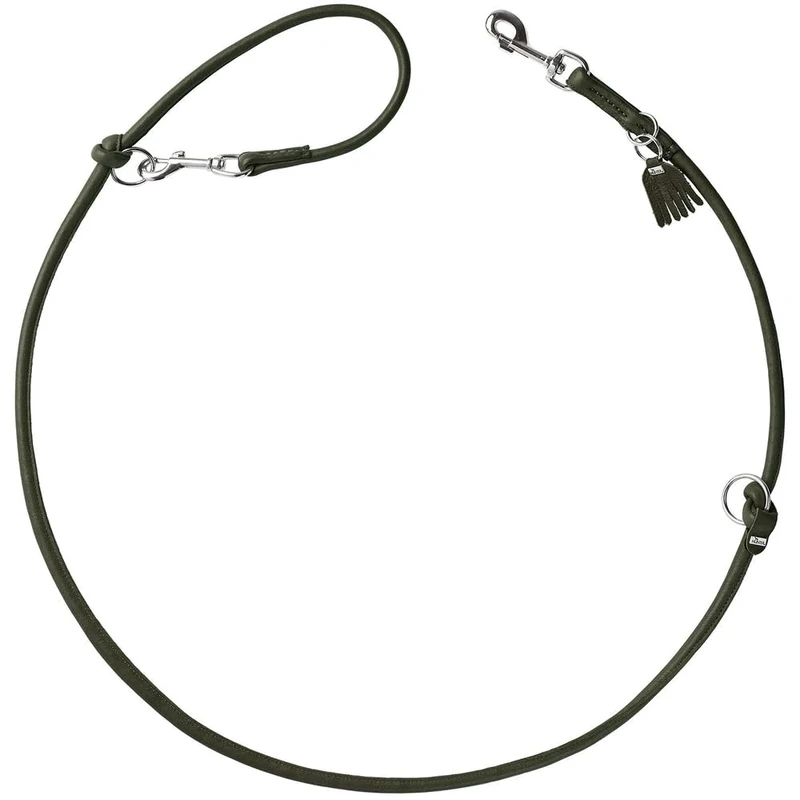 HUNTER Munich Adjustable Dog Lead Round & Soft Green Leather Stitched 3-Way Adjustable Extra Soft Luxurious Ecologically Produced Sustainable Made in Germany Size: 8/200