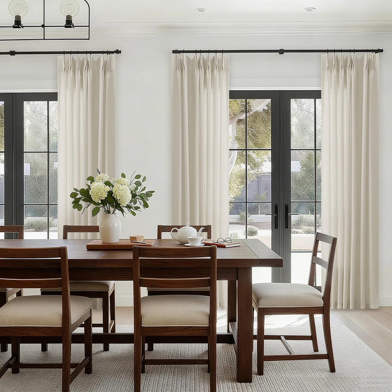 Linen Sheer Curtains 300cm Long for Living Room Dining Room Pleated Drape with Hooks Rings Back Flap Extra Long Grey Oatmeal Beige Light Filter