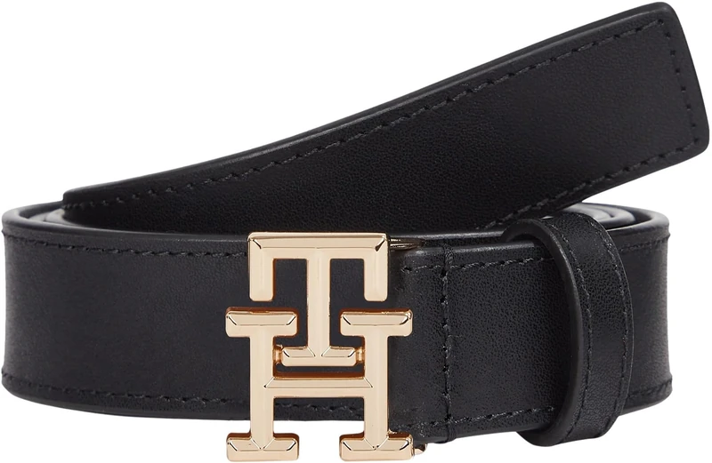 Tommy Hilfiger Women's 2.5 cm Logo Leather Belt, Black (Black), 35.4 inches