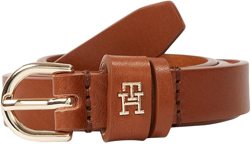 Tommy Hilfiger Women’s 1.5 cm Essential Effortless Skinny Belt, Brown (Cognac), 39.4 inches