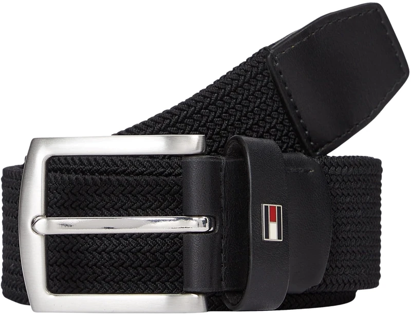 Tommy Hilfiger Men’s 3.5 cm Denton Elastic Braided Belt, Black (Black), 33.5 inches