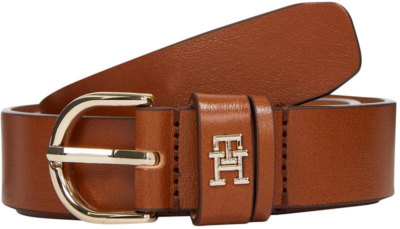 Tommy Hilfiger Women’s 2.5 cm Essential Effortless Leather Belt, Brown (Cognac), 29.5 inches