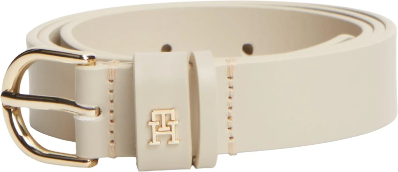 Tommy Hilfiger Women’s 2.5 cm Essential Effortless Leather Belt, Beige (Sugarcane), 37.4 inches