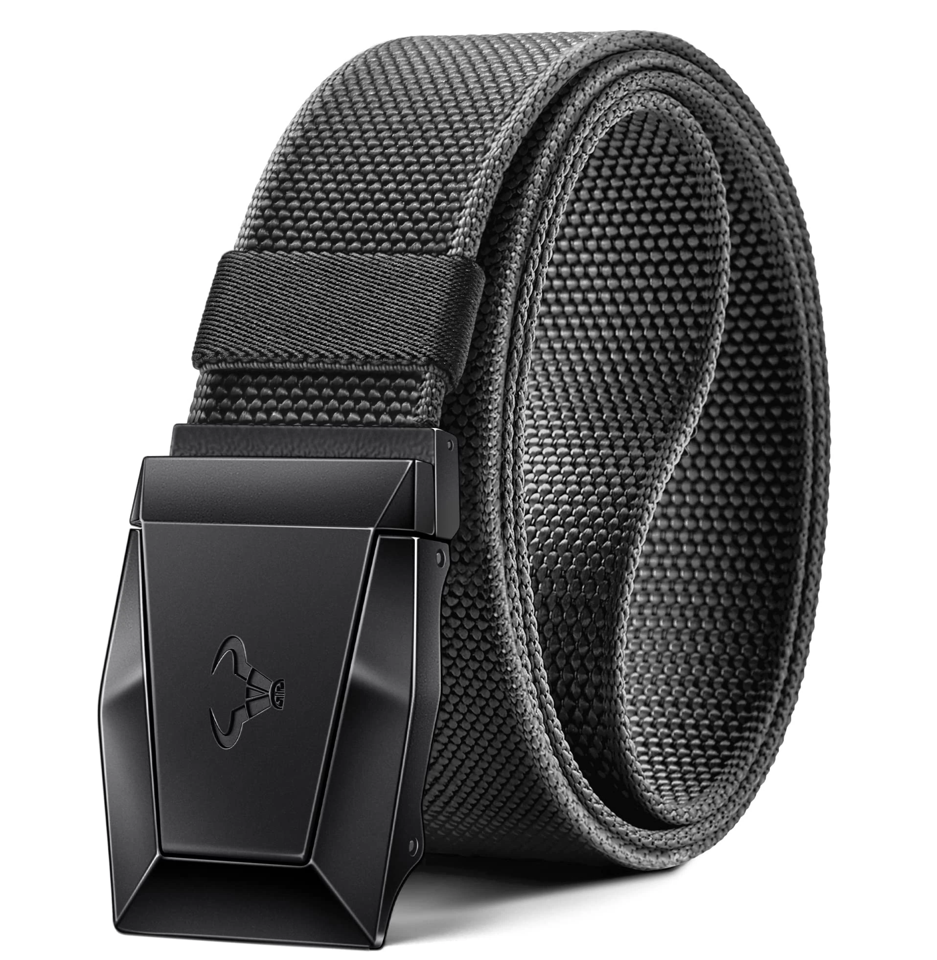 BULLIANT Tactical Belt for Men, Military Hiking Rigger Heavy Duty Nylon Web Work Belt 1.5" with Quick Release Metal Buckle(Dark Gray,28"-32" Waist Adjustable)