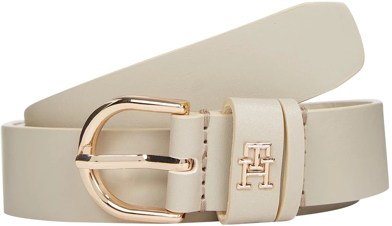 Tommy Hilfiger Women’s 2.5 cm Essential Effortless Leather Belt, Beige (Sugarcane), 53.2 inches