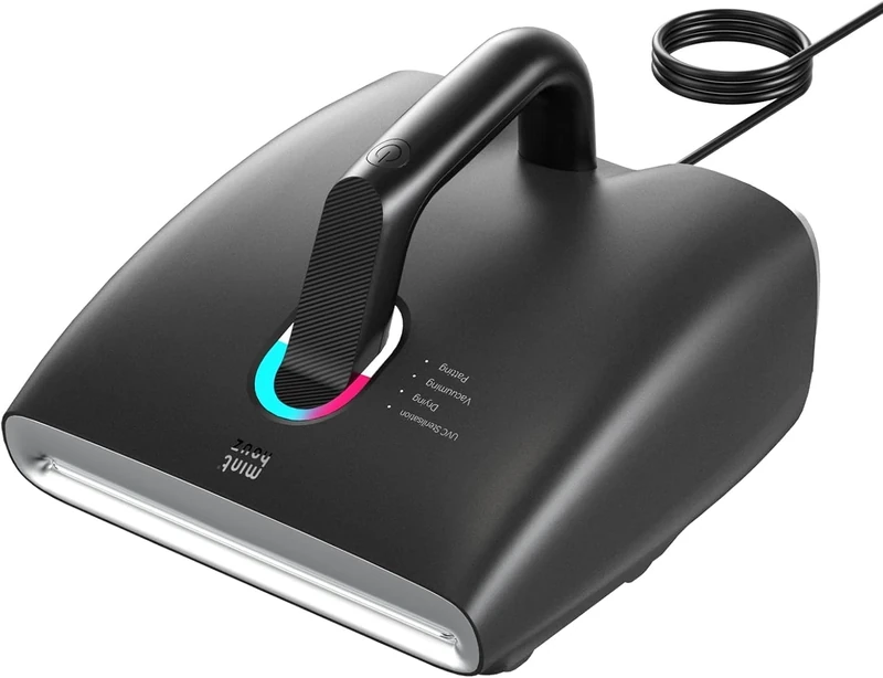Minthouz Mattress Vacuum Cleaner with UV Light & Dust Mite Sensor, Double Roller Handheld Futon Vacuum Bed Cleaner Machine with 2 HEPA, Heating & Indicator Mite Vacuum Cleaner for Bed/Sofa/Mattress