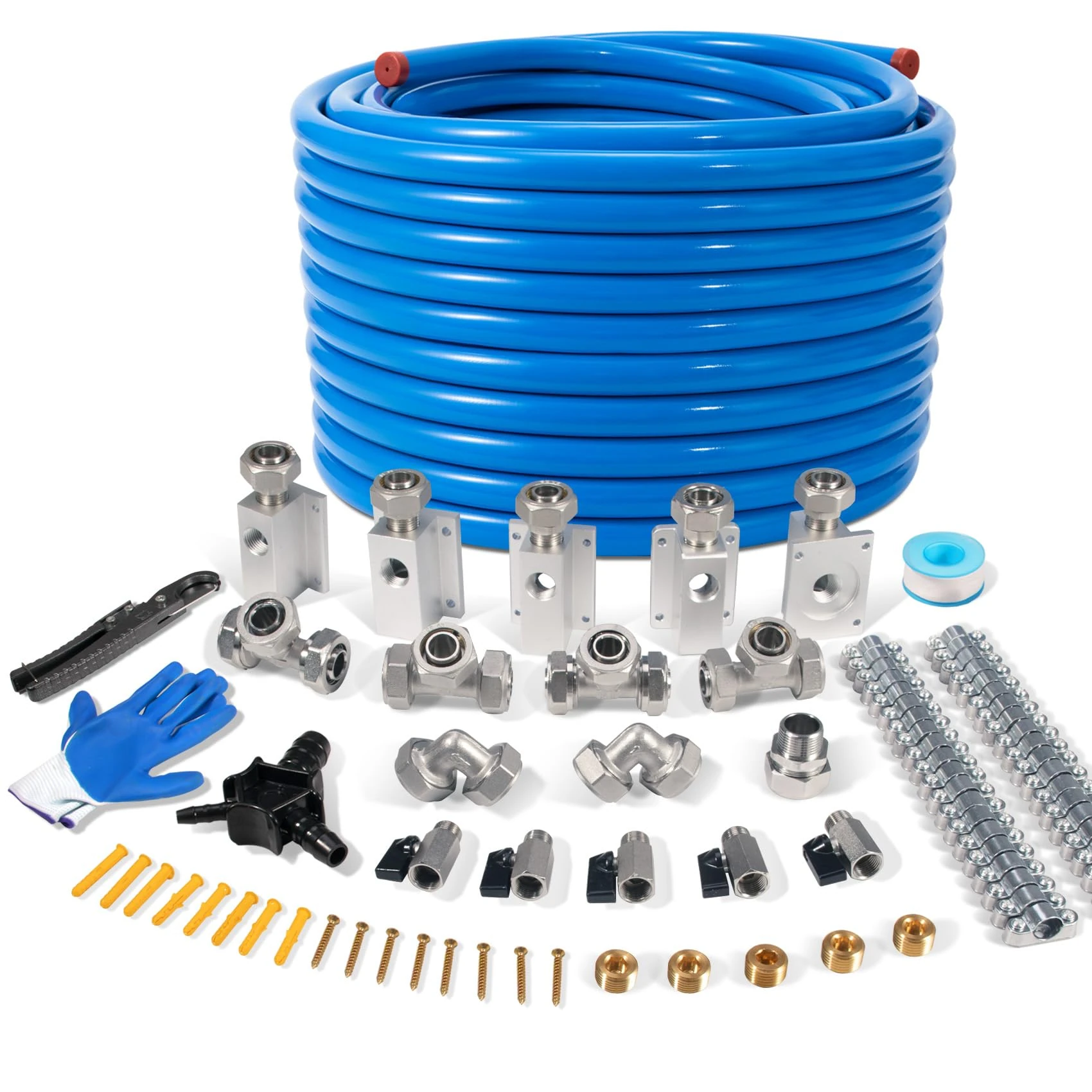 200ft Compressed Air Line Kit 3/4", HDPE-Aluminum Air Compressor Hose Kit for Shop/Garage, Compressored Air Piping System Install Kit Leak-Proof & Easy to Install