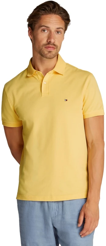 Tommy Hilfiger Men’s Short Sleeve 1985 Regular Fit Polo Shirt, Yellow (Citronella), M