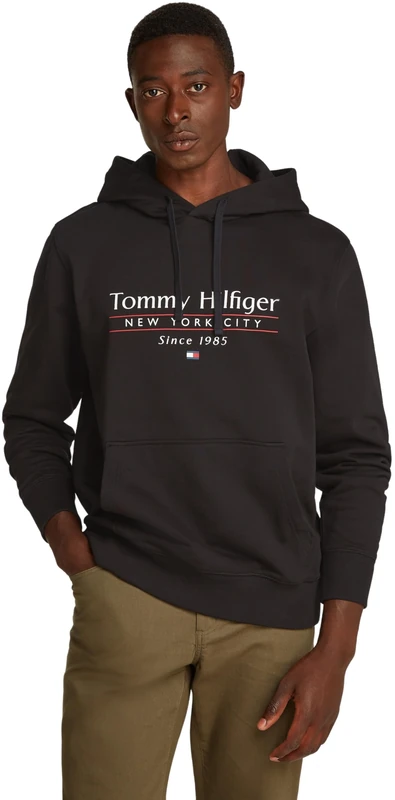 Tommy Hilfiger Men’s Centre Stack Hoodie with Logo, Black (Black 660 910), XS