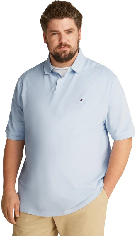 Tommy Hilfiger Men’s Short Sleeve 1985 Regular Fit Polo Shirt, Blue (Breezy Blue), XXL