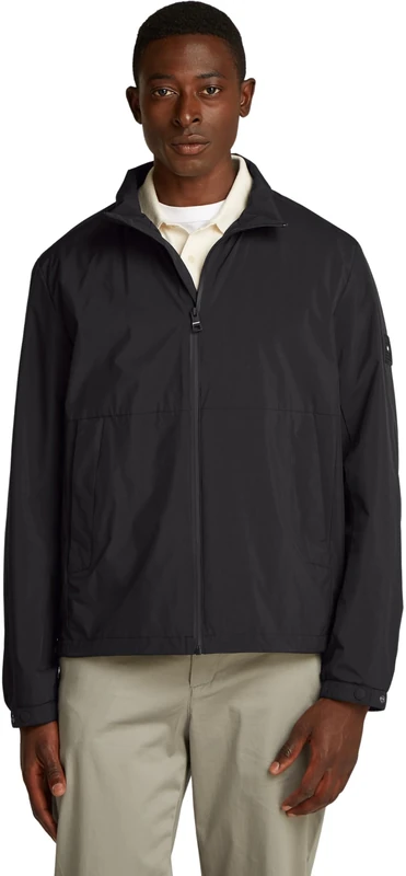 Tommy Hilfiger Men’s Branded Jacket with Zip, Black (Black), L