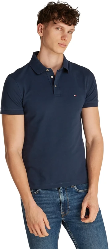 Tommy Hilfiger Men’s Short Sleeve 1985 Slim Fit Polo Shirt, Blue (Night Sky), 3XL