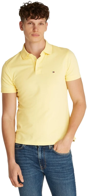 Tommy Hilfiger Men’s Short Sleeve 1985 Slim Fit Polo Shirt, Yellow (Citronella), XS