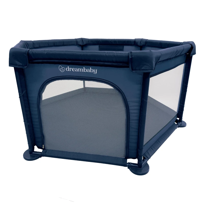 Dreambaby Large Explore Deluxe Fabric Playpen -Navy. Padded Sides, Easy Assembly, Play Pen for Baby and Toddler, Play Yard, Breathable Mesh Fabric, Zip Door
