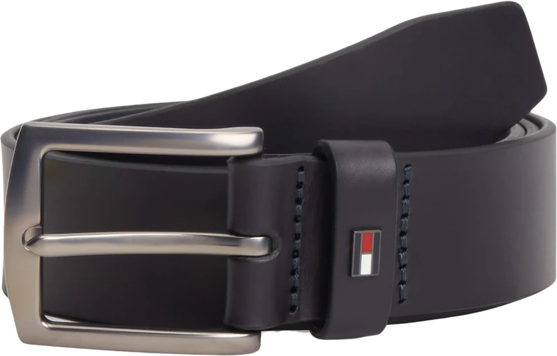 Tommy Hilfiger Men’s 3.5 cm Denton Leather Belt, Blue (Space Blue), 37.4 inches - Image 1