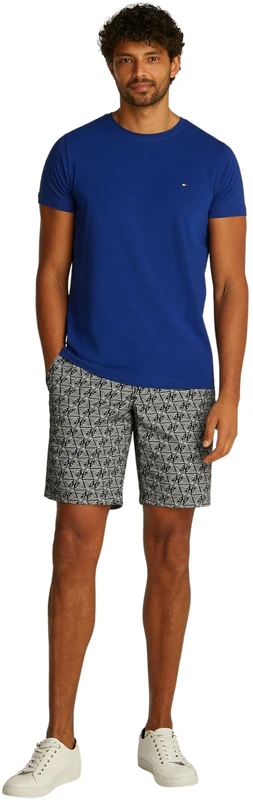 Tommy Hilfiger Men’s Short Sleeve Round Neck Slim Fit Stretch T-Shirt, Blue (Wedge Blue), S