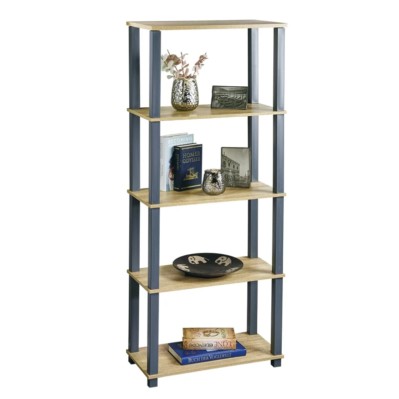 Kesper | Shelf, Material: MDF, Dimensions: W 60 x D 29 x H 147 cm, Colour: Somona Oak Decor, Grey | 18452