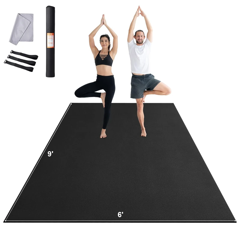 VEVOR Exercise Mat, Non Slip High Density Premium Yoga Mat, Exercise Yoga Mat for Men & Women, Fitness & Exercise Mat with Bag & Carry Strap, for All Types of Home Yoga, Pilate & Floor Workout (9x6ft)