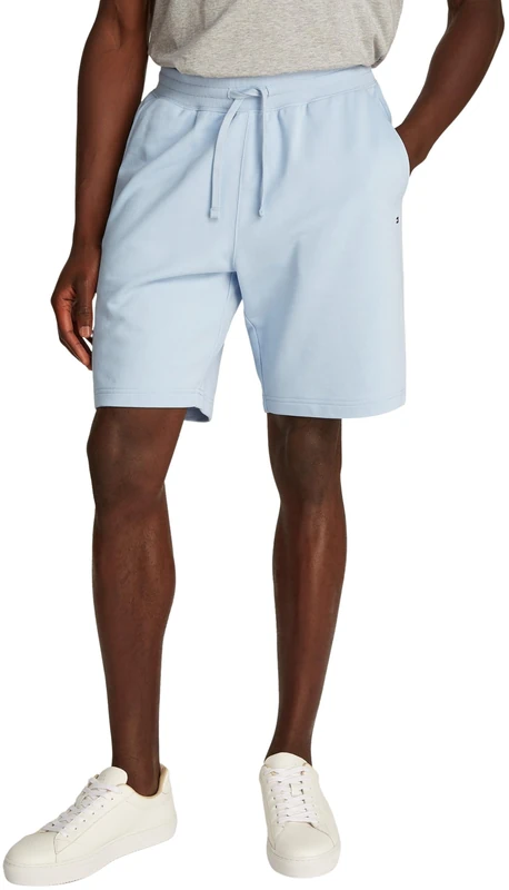 Tommy Hilfiger Men’s Essential Terry Cotton Sweat Shorts, Blue (Breezy Blue), XS