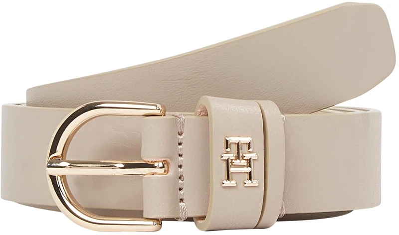 Tommy Hilfiger Women’s 2.5 cm Essential Effortless Leather Belt, Beige (Sandalwood), 37.4 inches