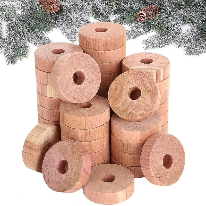 Cedar Wood Rings, 30 pcs Cedar Blocks, Natural Moth Repellent Moth Protection Rings for Hangers Wardrobes Clothes Storage Drawer Shoe Cabinets