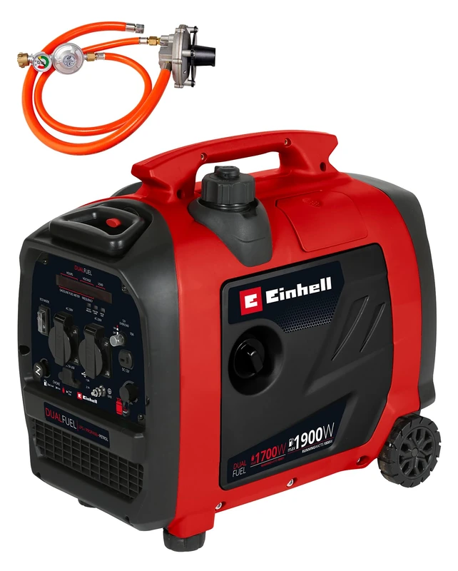 Einhell Power Generator (Petrol/Gas) TE-IG 1900 DF (1800/1600 W Continuous Power, Maximum 1900/1700 W, 4.2 L Tank, Inverter, 4-Stroke Motor, 2 x 230 V, 2 x USB Port, 1 x 12 V)