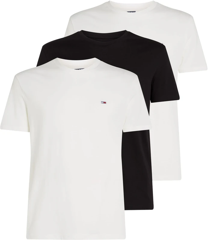 Tommy Jeans Mens TJM Xslim 3 Pack Tee Dm0dm21579 S/S T-Shirt, Multi (Ecru/Ecru/Black), 3XL Plus UK