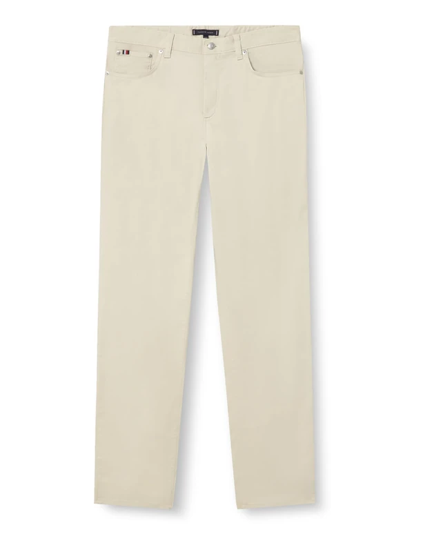 Tommy Hilfiger Men's Denton 5PKT Cotton Satin MW0MW39911 5 Pocket Pants, Beige, 30W / 34L