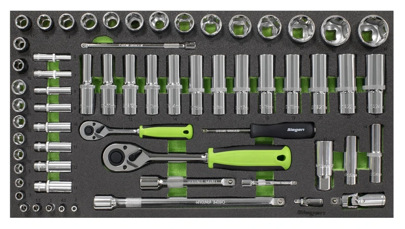 Siegen by Sealey 62pc 1/4" & 1/2" Sq Drive Socket Set with Tool Tray, Metric - S01271