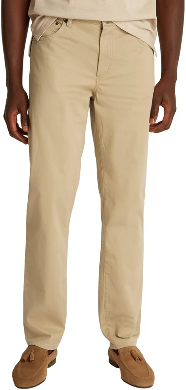 Tommy Hilfiger Men's Denton Cotton Satin Straight Leg Trousers, Beige (Batique Khaki), 34W/36L - Image 1