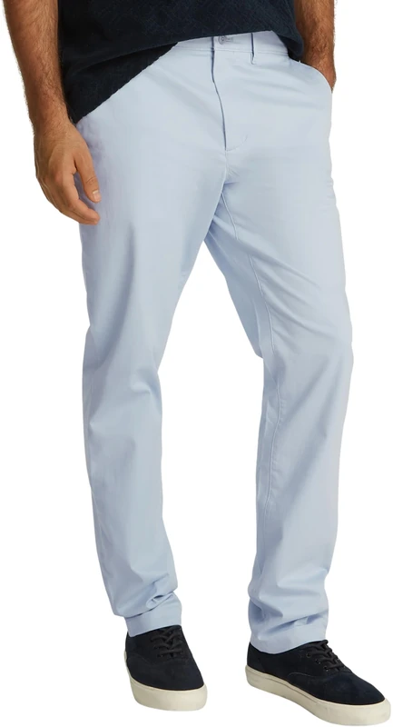 Tommy Hilfiger Men's Denton Satin Straight Fit Chinos, Blue (Breezy Blue), 36W/28L - Image 1