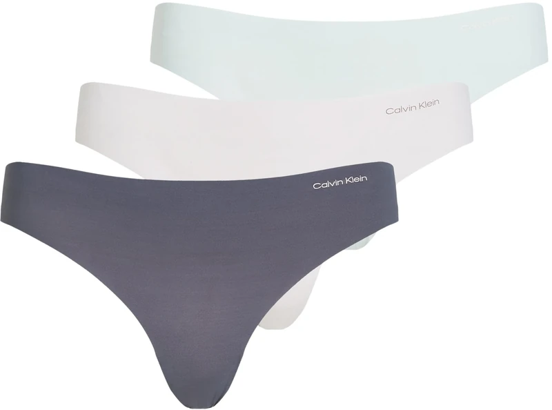Calvin Klein Women's 3 Pack Thongs Underwear, Multicolor (Shark/Wind Chime/Moonlight Jade), M