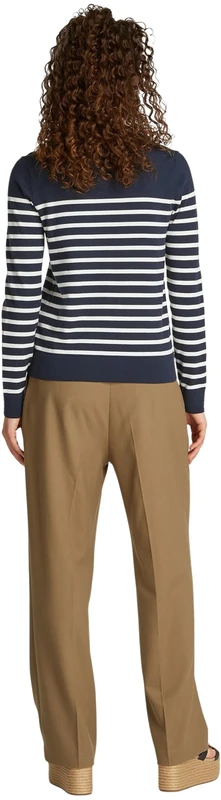 Tommy Hilfiger Women’s Fine Jersey Round Neck Jumper, Multicolor (Dark Night Navy/Ivory Petal STP), XXS