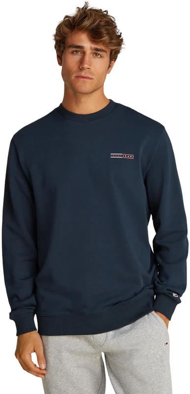 Tommy Jeans Mens Tjm Reg Entry Graphic Crew Ext Dm0dm20849 Pullover Sweatshirt, Blue (Dark Night Navy), S UK