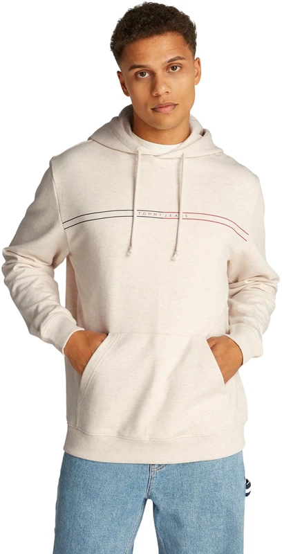 TOMMY JEANS TJM REG ENTRY GRAPHIC HOODIE EXT Pullover Hoodie Men's, Beige (Oat Marl Htr), M