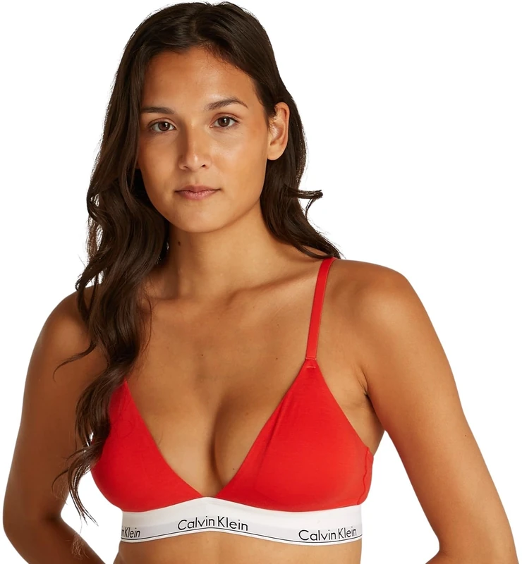 Calvin Klein Women’s Triangle Bralette with Removable Padding, Red (Molten), XL - Image 1