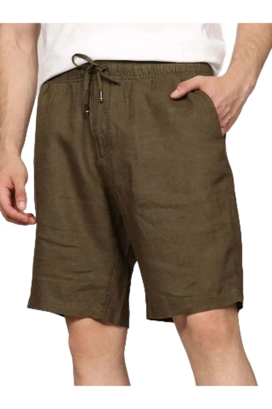 Tommy Hilfiger Men's Harlem PO Linen Short MW0MW37804 Chino Shorts, Khaki, 30W - Image 1