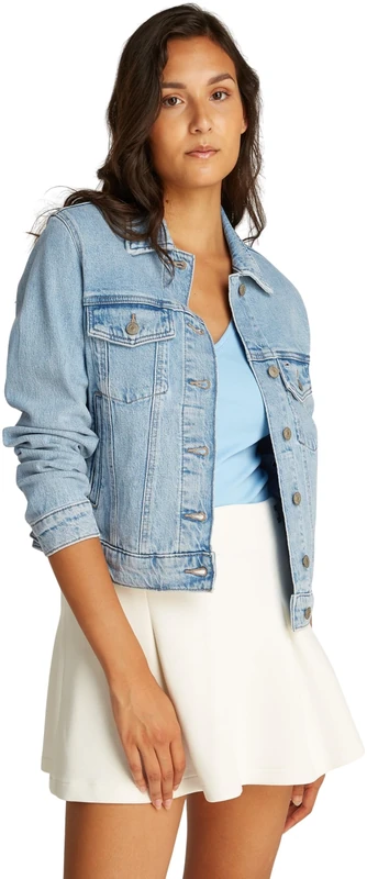 Tommy Jeans Women’s Classic Trucker Regular Fit Denim Jacket, Blue (Denim Light), S