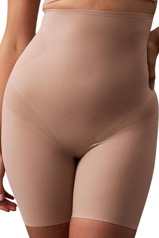 Calvin Klein Women’s Firm Control Mid Thigh Shapewear Shorts, Beige (Cedar), XS