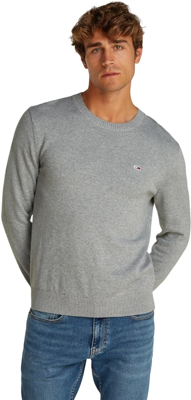 TOMMY JEANS Men's Round Neck Jumper, Grey (Grey HTR), 4XL