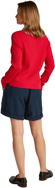 Tommy Hilfiger Women’s Fine Cable Knit Jumper, Red (Primary Red), S