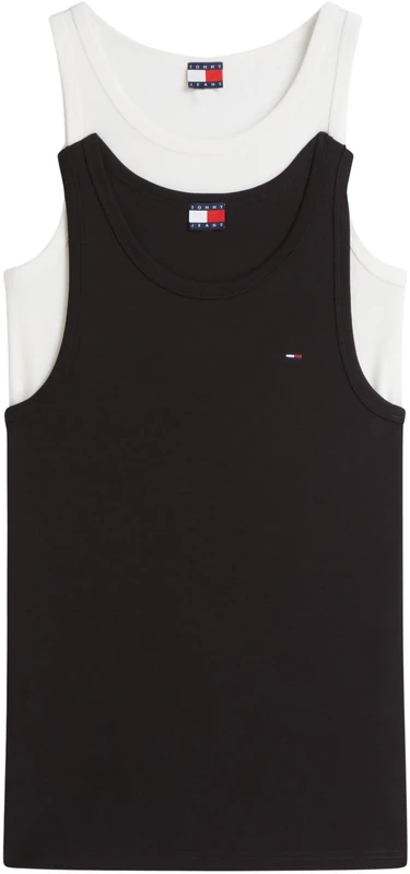 Tommy Jeans Mens TJM Xslim 2pck Rib Tank Ext Dm0dm20769 Other T-Shirts, Multi (Ecru/Black), L UK - Image 1