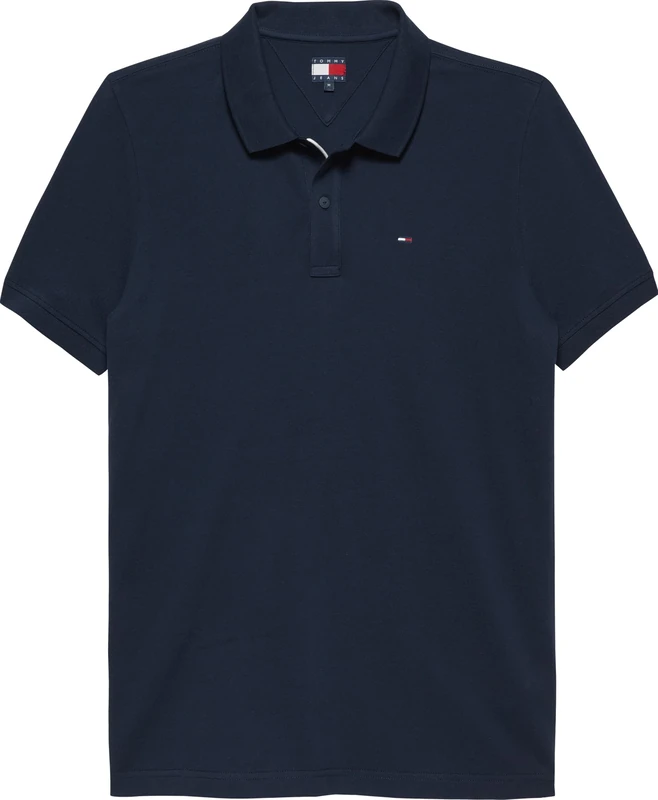 Tommy Jeans Men’s Short Sleeve Placket Slim Fit Polo Shirt, Blue (Dark Night Navy), L