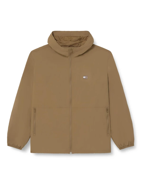 Tommy Jeans Men’s Chicago Windbreaker with Hood, Brown (Vintage Camel), XXL