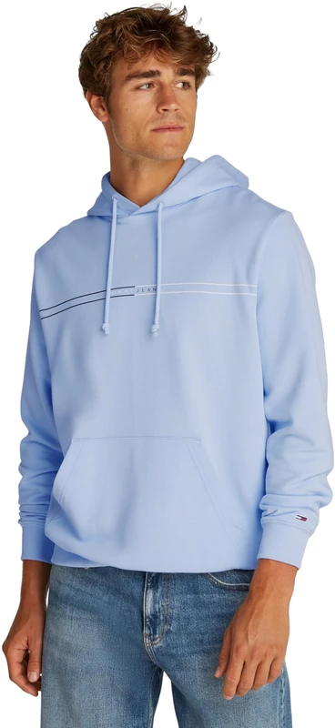 TOMMY JEANS TJM REG ENTRY GRAPHIC HOODIE EXT Pullover Hoodie Men's, Blue (Sweet Blue), XXL