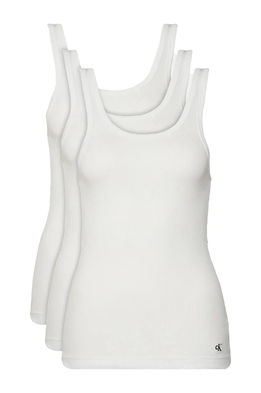 Calvin Klein Women's SCOOP NECK COTTON TANK 3PK, White, M