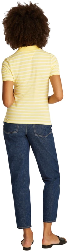 Tommy Hilfiger Women's Short Sleeve Slim Fit Polo Shirt, Multicolor (Breton Ecru/Dark Night Navy STP), 3XL