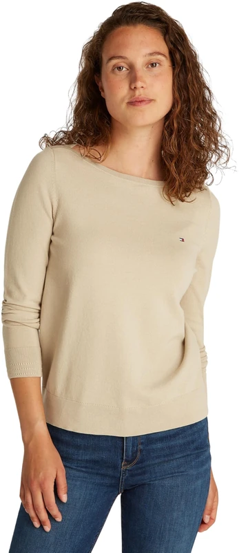 Tommy Hilfiger Women's Knitted Jumper, Beige (Sandalwood), XXL