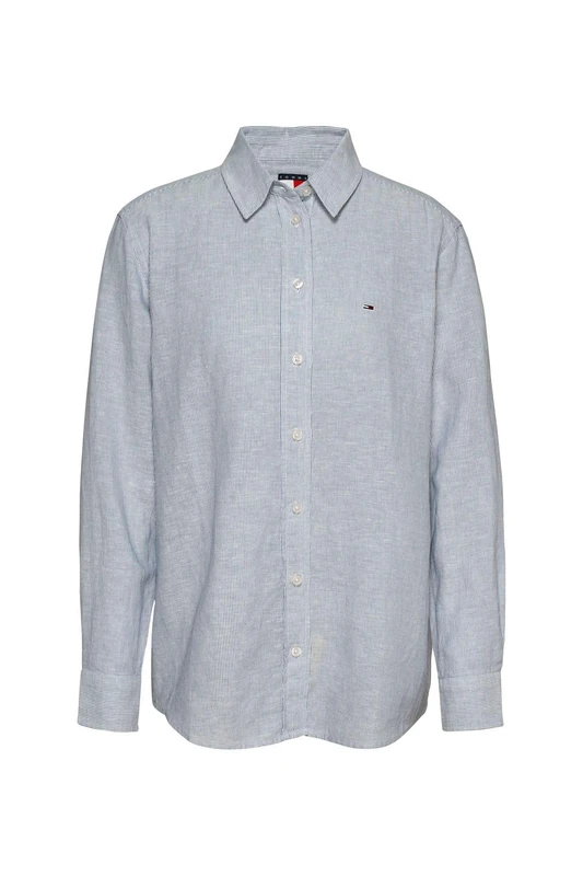 Tommy Jeans Womens Tjw RLX Linen Dw0dw20292 L/S Shirt, Blue (Colorado Blue/Stripe), XS UK